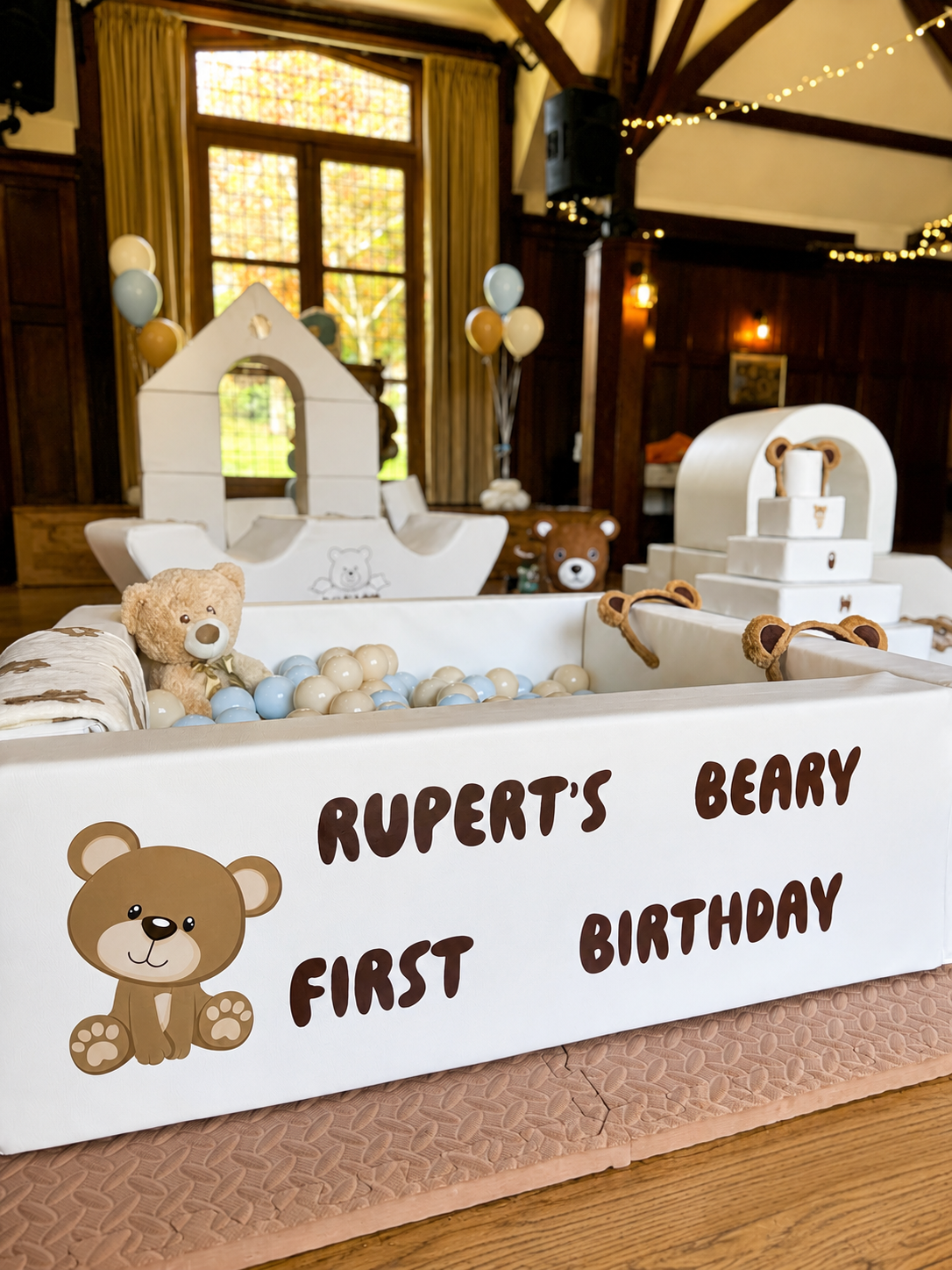Rupert's Beary First Birthday — teddy bear themed soft play with personalised vinyl
